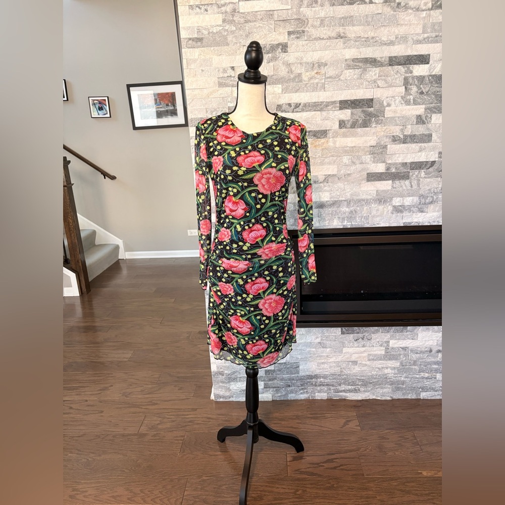 ✨Desigual (NWOT) Black Long-Sleeve Floral Knit Dress Size M✨
